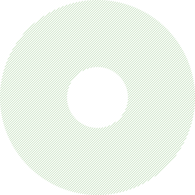A black background with a large green donut or ring shape in the center, filled with diagonal green lines. The center of the ring is a black circle.