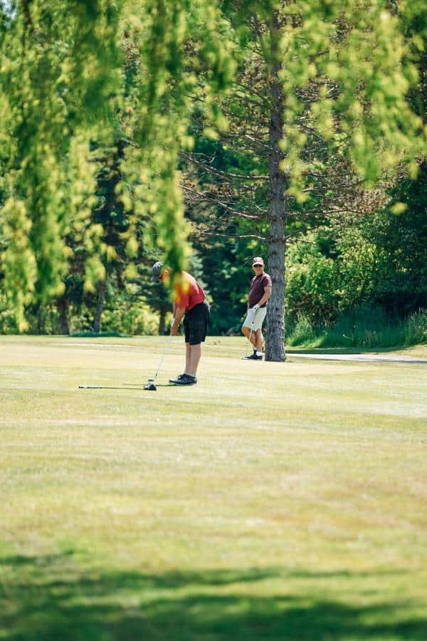 Golfers playing on a course