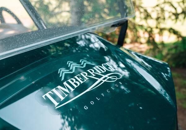 Timber Ridge Golf Club Green Cart Golf cart with Timber Ridge logo